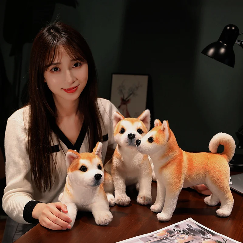 Simulation Akita Inu Male Plush Toy Dog Doll - Kids' Pet Shiba Inu Comforting Sleep Companion Pillow Toy, Soft Stuffed Animal Fo
