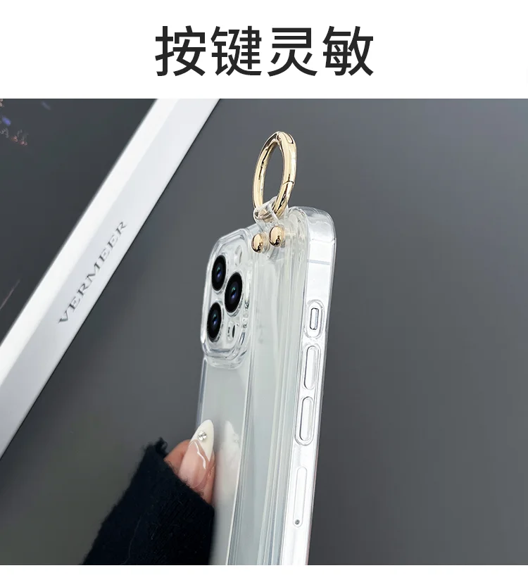 For Samsung Galaxy S20 S21 S22 S23 S24 S25 Plus Ultra FE Edge Transparent Case Wrist Strap Holder