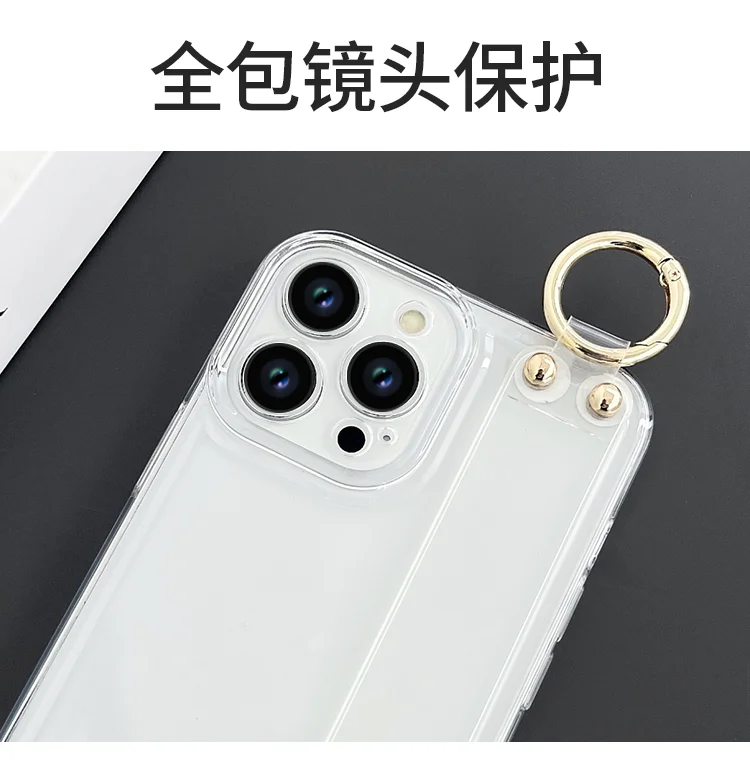 For Samsung Galaxy S20 S21 S22 S23 S24 S25 Plus Ultra FE Edge Transparent Case Wrist Strap Holder
