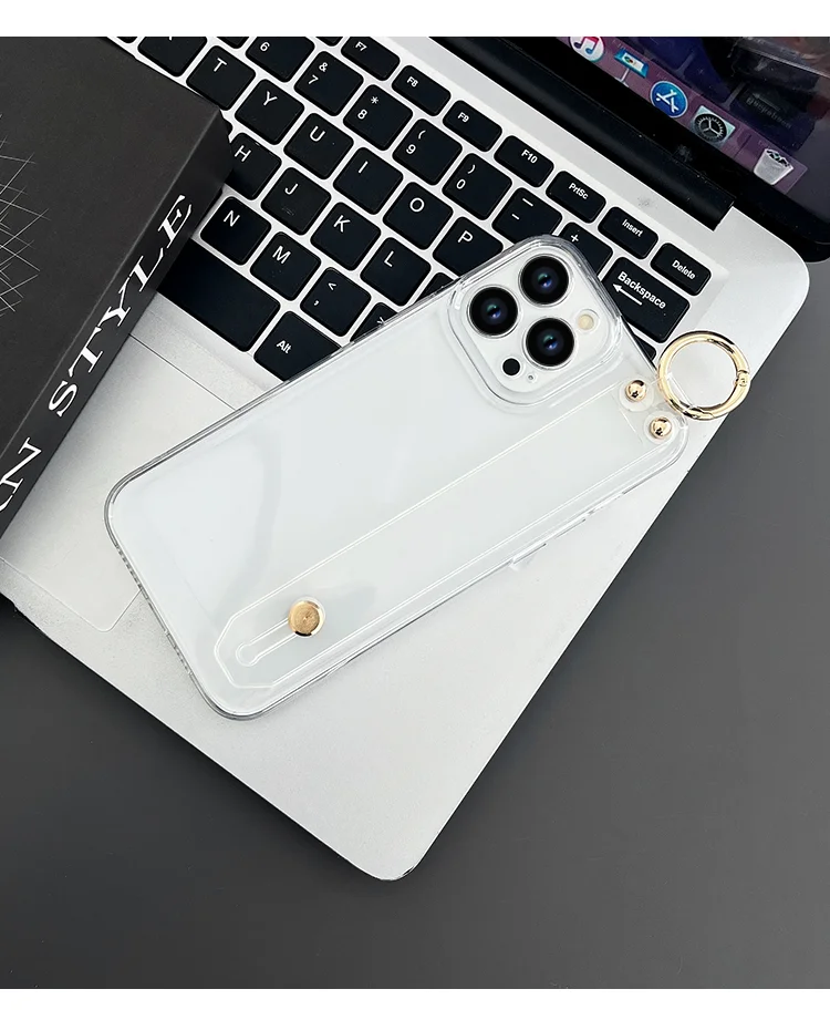 For Samsung Galaxy S20 S21 S22 S23 S24 S25 Plus Ultra FE Edge Transparent Case Wrist Strap Holder