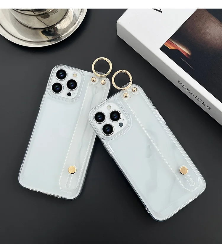For Samsung Galaxy S20 S21 S22 S23 S24 S25 Plus Ultra FE Edge Transparent Case Wrist Strap Holder