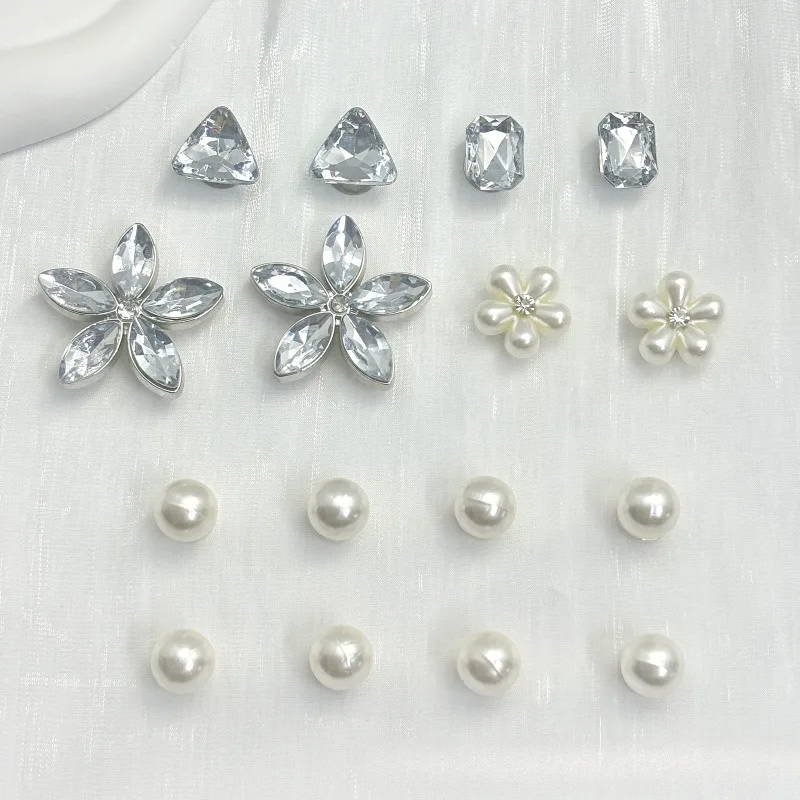 16PCS Floral Pearl Shoe Charms for Garden Shoes Decorations Set Women Elegant Accessories Wedding Beach Party DIY Slipper Decor