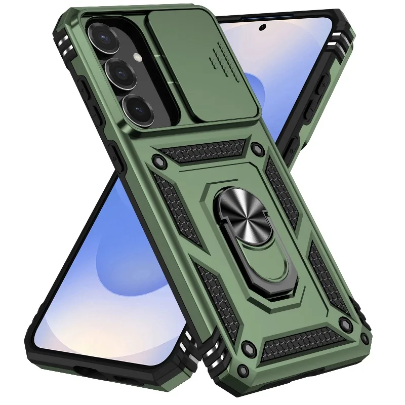 Stand Rotating Slide Camera Lens Military Grade Armor Case For Samsung S25 S24 S23 S22 S21 FE S20 Plus Note 20 Ultra M53 M33 A34