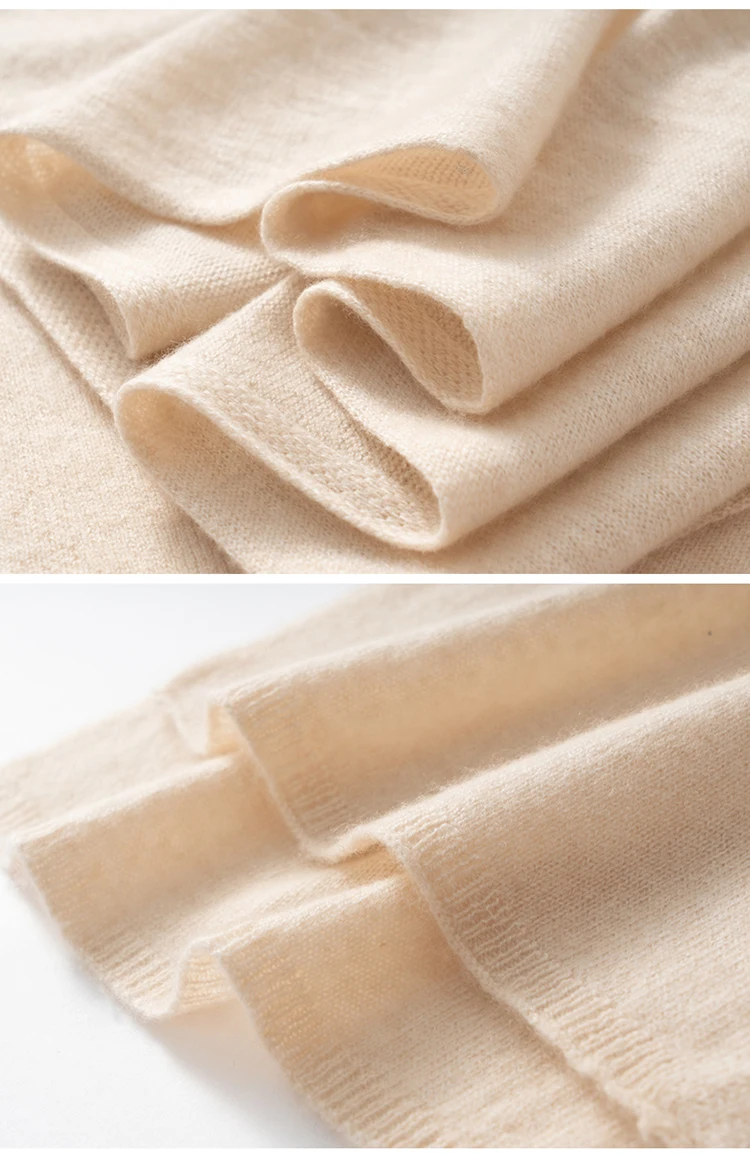 New Chic Women 100% Cashmere Scarf Autumn Winter Cashmere Knitted Solid Long Shawls Row Style Basic Soft Warm Scarf Luxury Tops