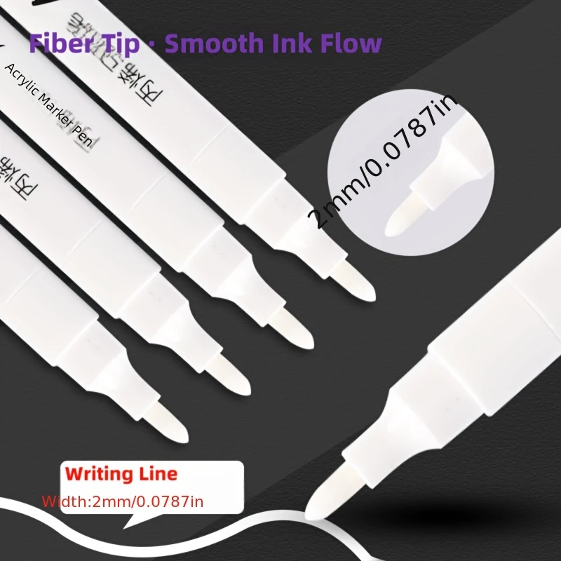 19Pcs Bulk White Acrylic Markers - Fast-Drying Waterproof Ink, Odorless Low-Mess Tip for DIY Coloring, Drawing, Labeling, Fabric