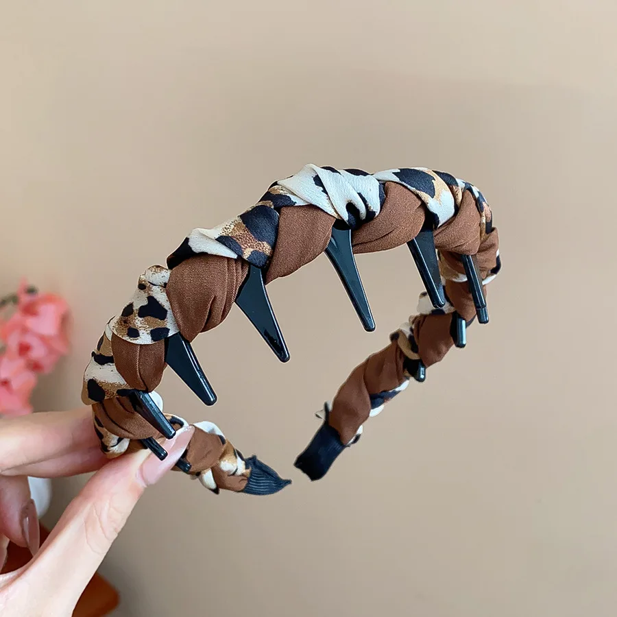 Vintage Leopard Print Headband for Women Girl Personality Fabric Wrap Hairband Creative Versatile Hair Accessories Daily Wear W