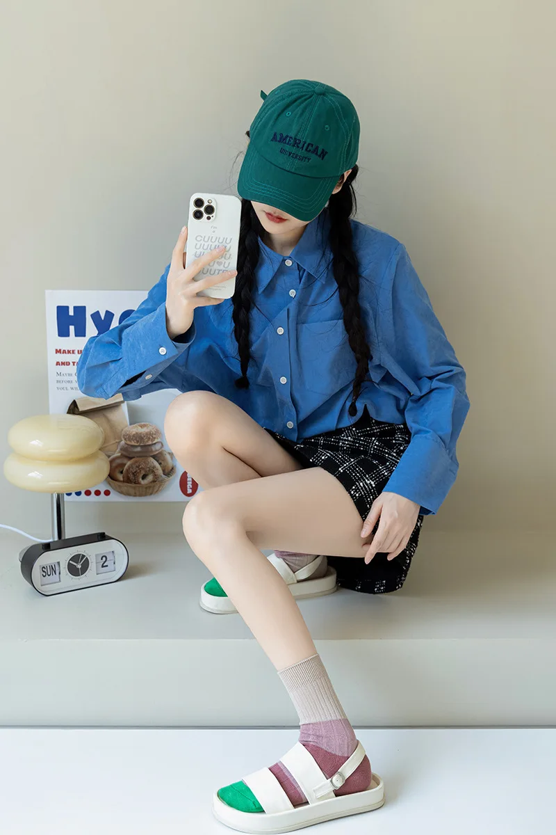 Retro Women's Socks Korean Style New Novelty Cotton Casual Mixed-Color Japanese Style AB Socks Women Striped Cotton Medium Socks