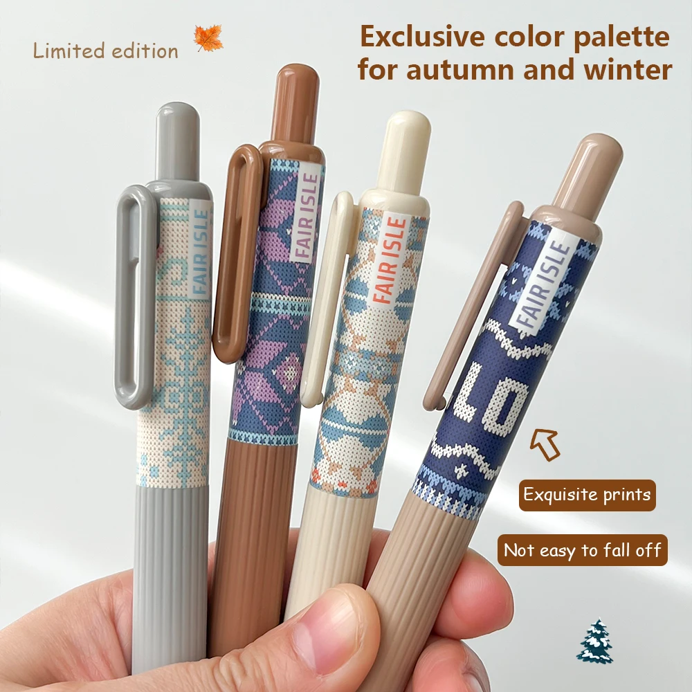 4 Retro Pocket Gel Pens 0.5mm Portable Quick-Dry Pens Stylish IG Style Office Signature Black Pens