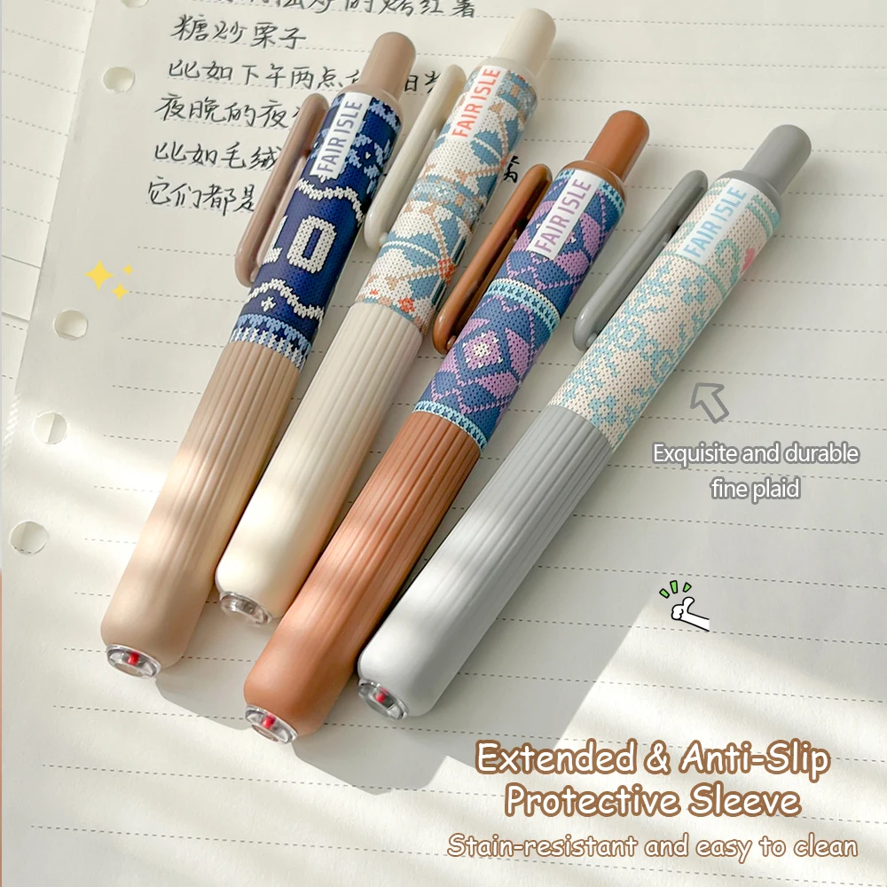 4 Retro Pocket Gel Pens 0.5mm Portable Quick-Dry Pens Stylish IG Style Office Signature Black Pens