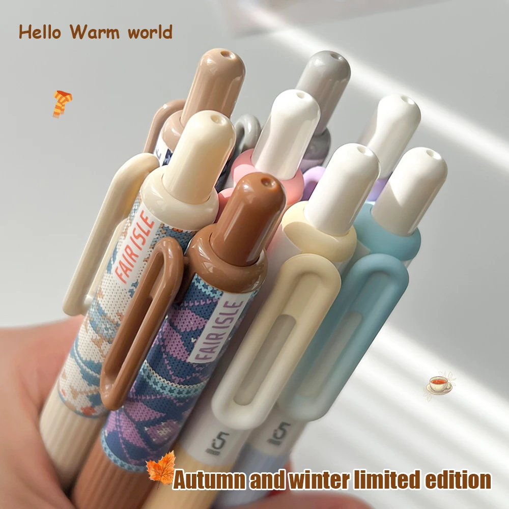 4 Retro Pocket Gel Pens 0.5mm Portable Quick-Dry Pens Stylish IG Style Office Signature Black Pens