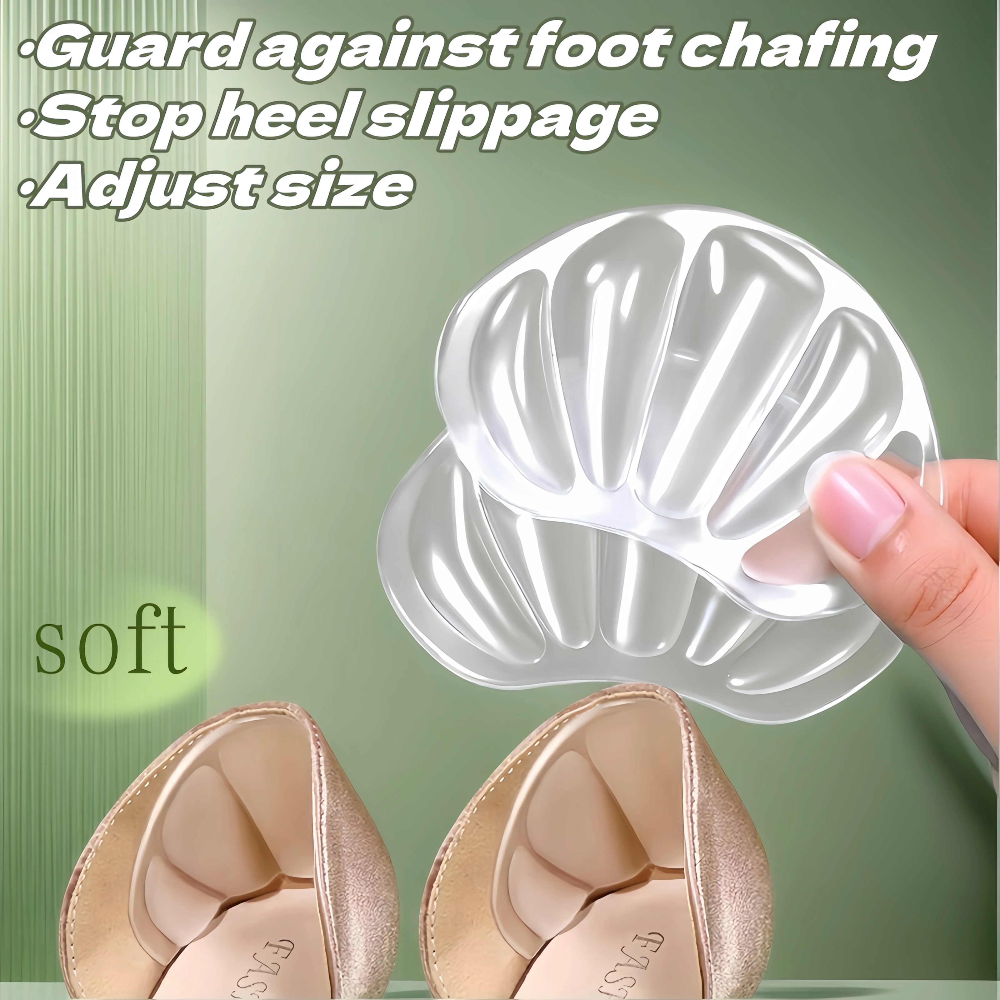 Unisex Clear Silicone Heel & Forefoot Cushion Pads, Compatible with High Heels & Sneakers, Lightweight, Breathable Comfort Inser