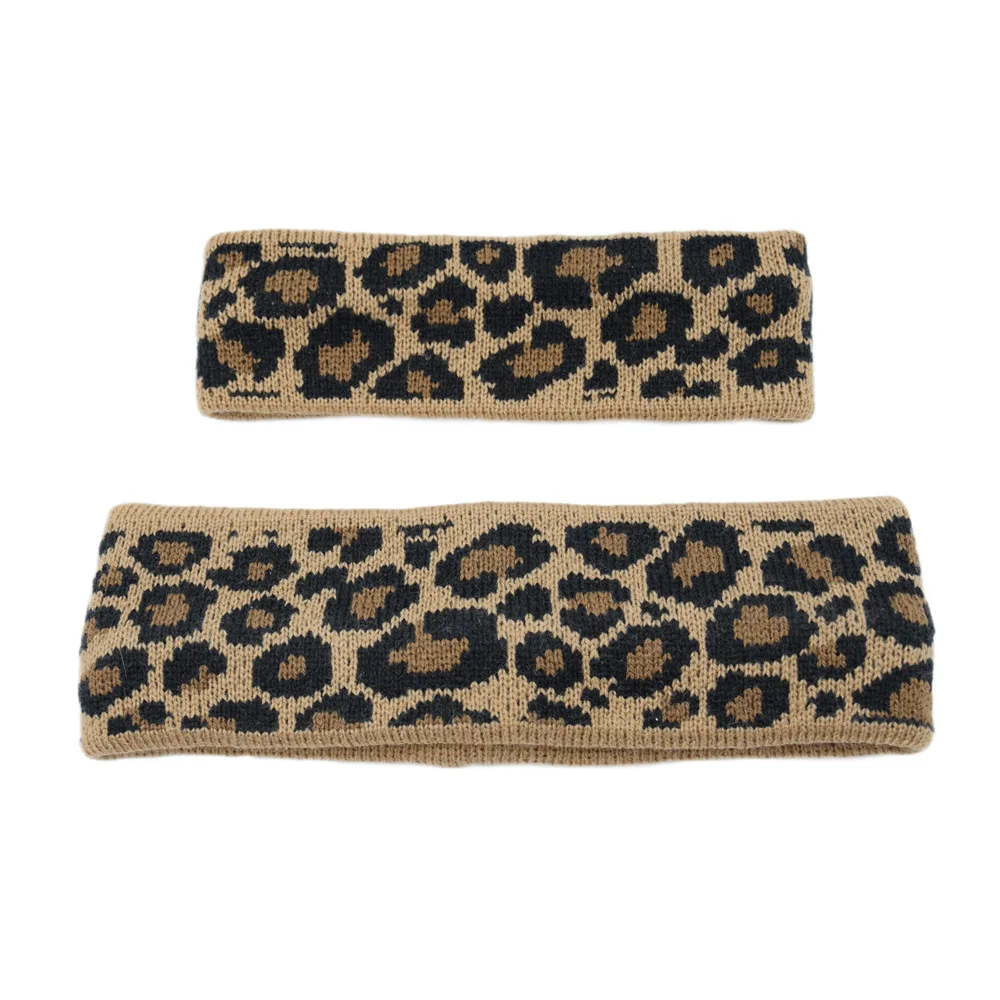 Leopard Headband Cross Knit Chunky Headbands Elastic Crochet Turban Ear Warmer Headwraps for Children Women Hair Accessories
