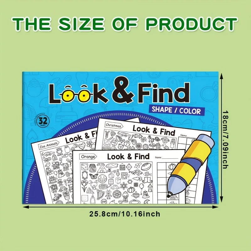 Kids Hidden Object Coloring Book with Find & Color 32 Pages - Interactive Seek & Color Activity Workbook for &, School, Home