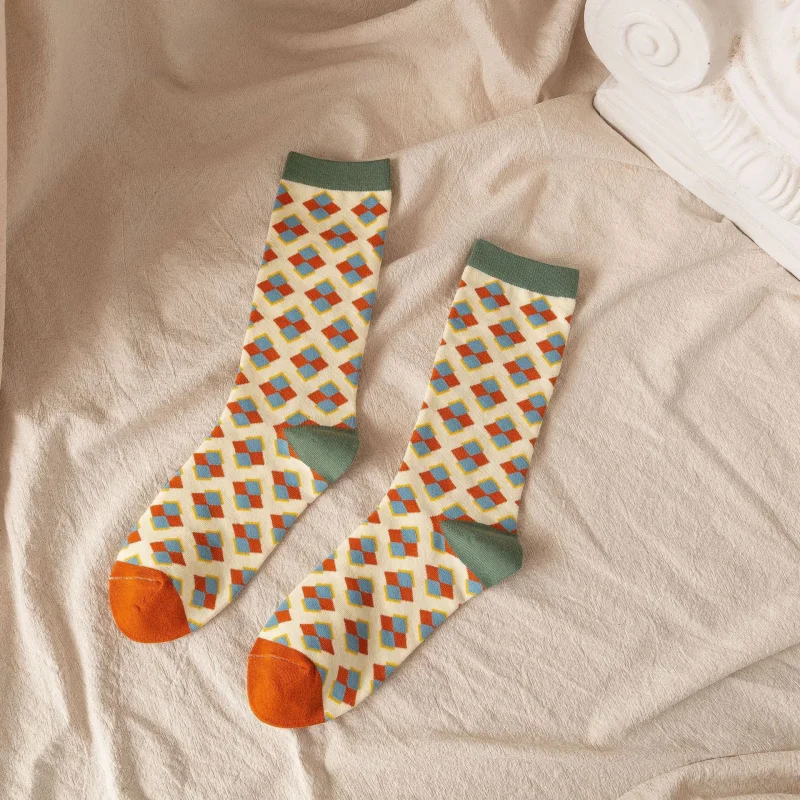 1/3/5 Pairs Sunflower Print Socks Women Mid-Calf French Style Cute Preppy Casual Fashion All Season Daily Wear EU 35-40 US 5-8