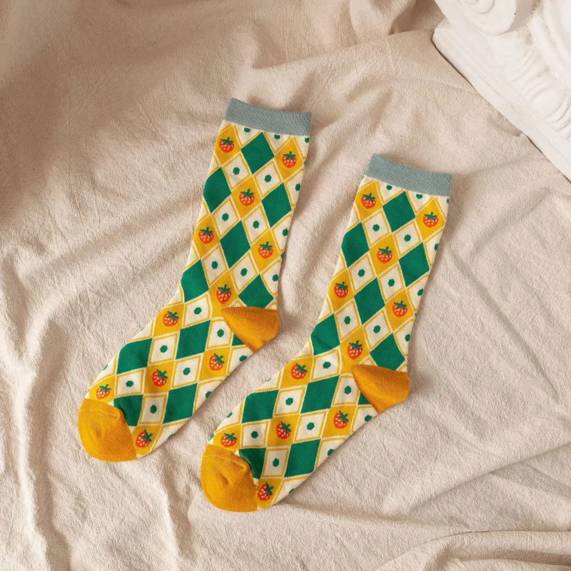 1/3/5 Pairs Sunflower Print Socks Women Mid-Calf French Style Cute Preppy Casual Fashion All Season Daily Wear EU 35-40 US 5-8