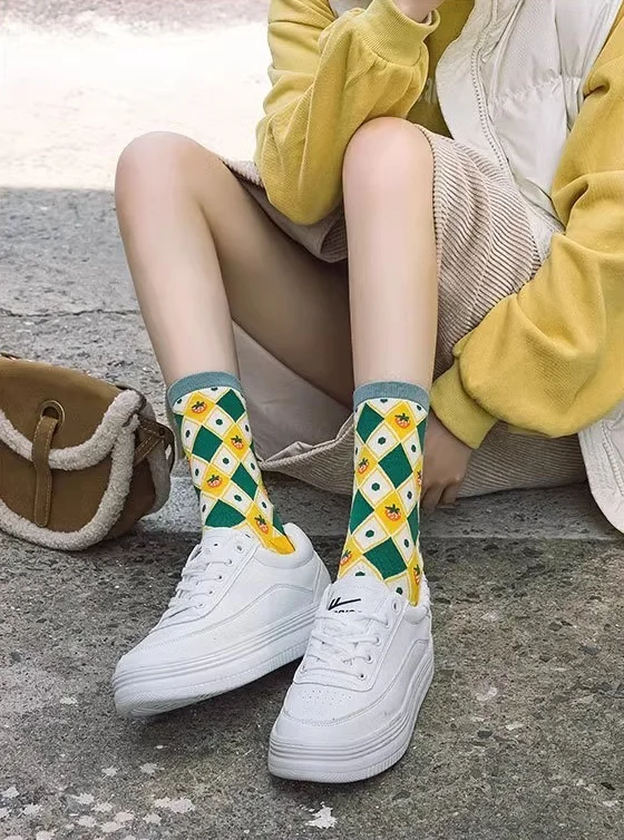 1/3/5 Pairs Sunflower Print Socks Women Mid-Calf French Style Cute Preppy Casual Fashion All Season Daily Wear EU 35-40 US 5-8