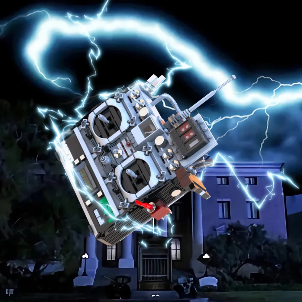 Gobricks MOC Doc Brown's DeLoreaned Remote Control Bricks Model Deloreaned Back To The Future Building Blocks Set Toys Gift