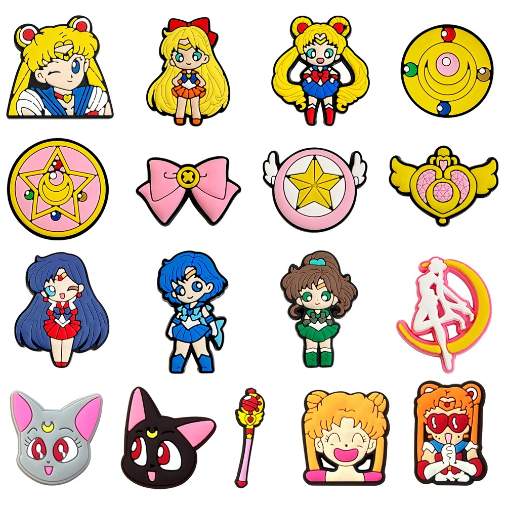 17-25PCS Japanese Anime Shoe Charms Cartoon Shoes Accessories Clogs Sandals Decorations Buckle for Friend Party Gifts