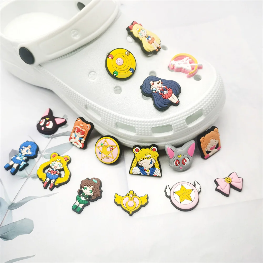 17-25PCS Japanese Anime Shoe Charms Cartoon Shoes Accessories Clogs Sandals Decorations Buckle for Friend Party Gifts