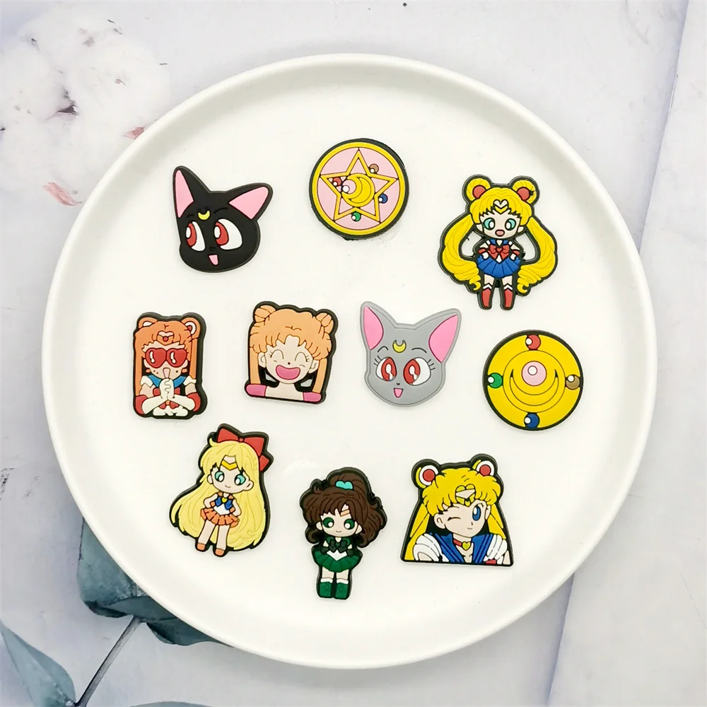 17-25PCS Japanese Anime Shoe Charms Cartoon Shoes Accessories Clogs Sandals Decorations Buckle for Friend Party Gifts