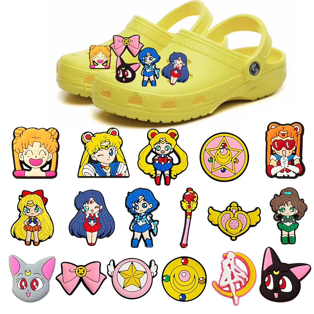 17-25PCS Japanese Anime Shoe Charms Cartoon Shoes Accessories Clogs Sandals Decorations Buckle for Friend Party Gifts