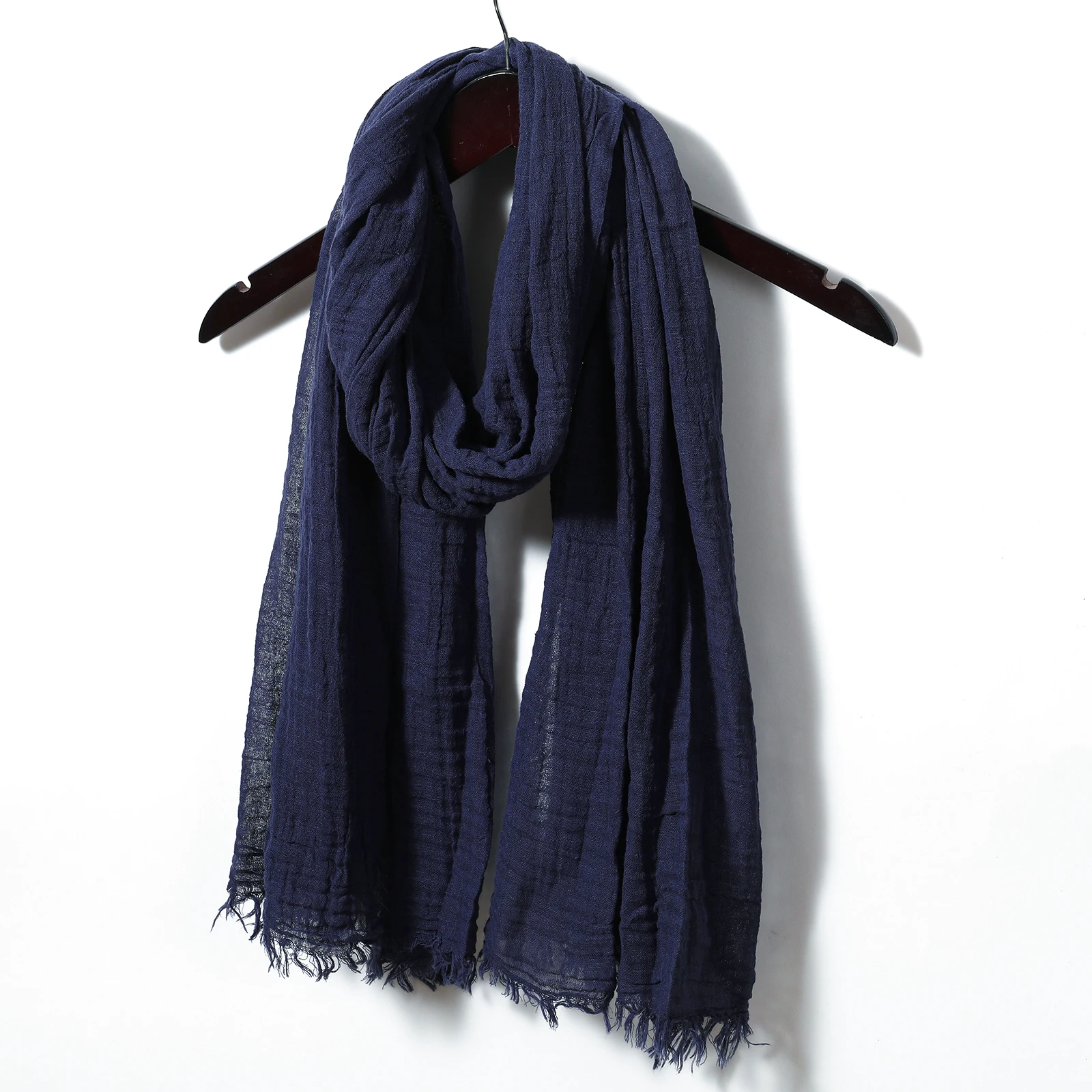 Solid Color Cotton Linen Men's Scarves Autumn Winter Warm Neckerchief Muffler Male Accessories Short Tassel Bufanda Shawl