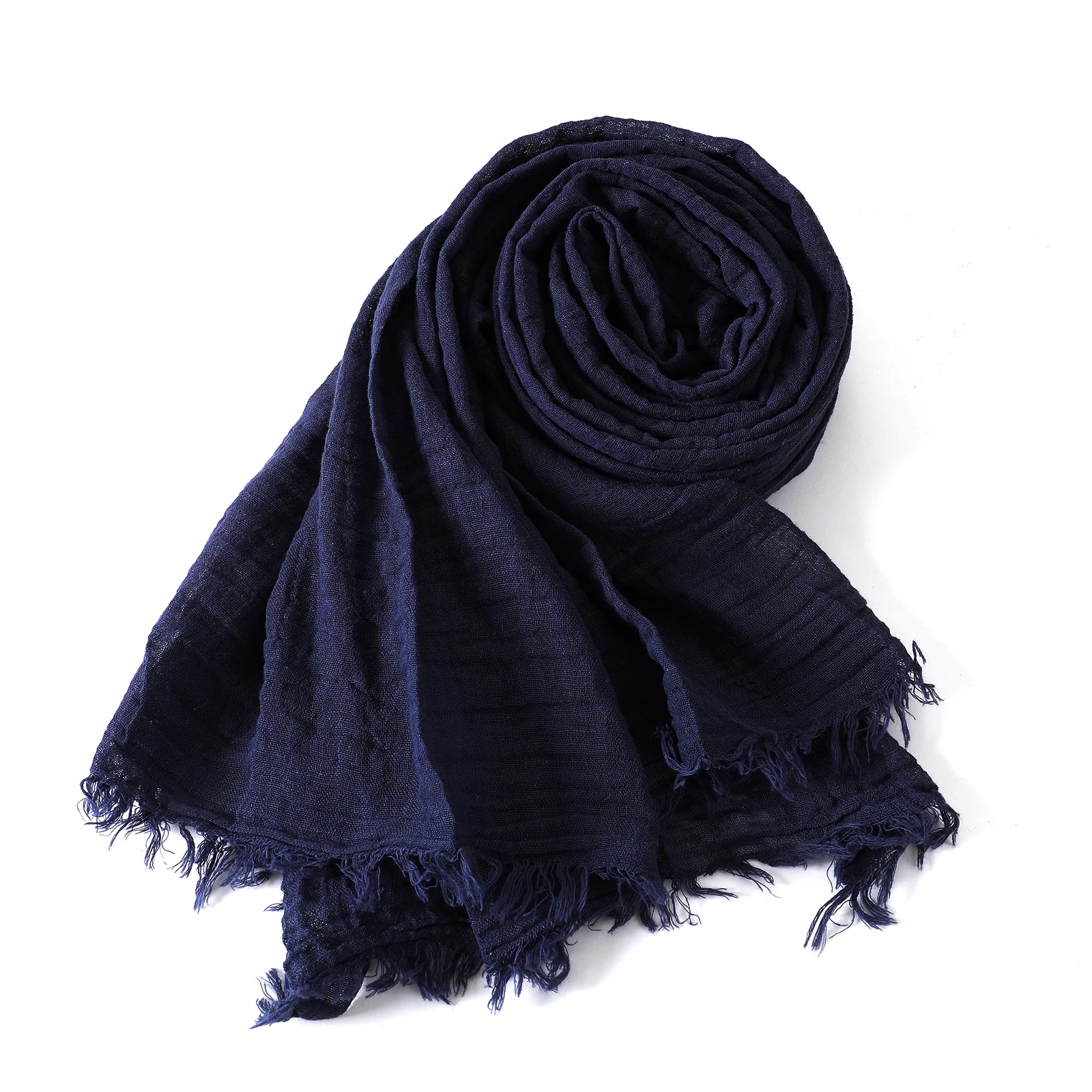 Solid Color Cotton Linen Men's Scarves Autumn Winter Warm Neckerchief Muffler Male Accessories Short Tassel Bufanda Shawl