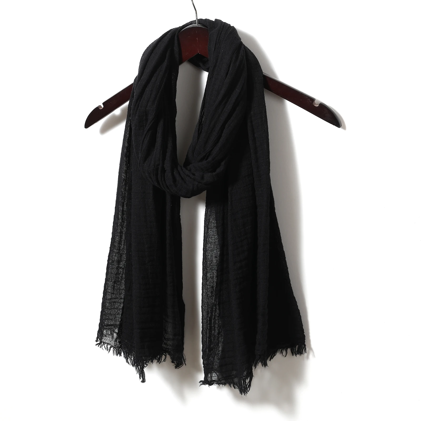 Solid Color Cotton Linen Men's Scarves Autumn Winter Warm Neckerchief Muffler Male Accessories Short Tassel Bufanda Shawl