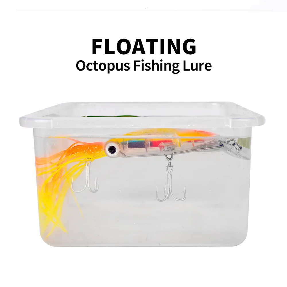 1Pcs 14cm 40g Octopus Fishing Lure 6 Colors Squid Hard Bait High Carbon Steel Hook Octopus Crank For Tuna Sea Allure Tools