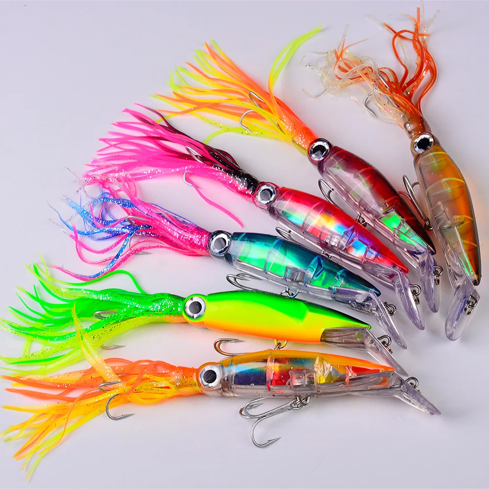 1Pcs 14cm 40g Octopus Fishing Lure 6 Colors Squid Hard Bait High Carbon Steel Hook Octopus Crank For Tuna Sea Allure Tools