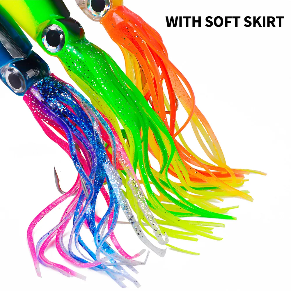 1Pcs 14cm 40g Octopus Fishing Lure 6 Colors Squid Hard Bait High Carbon Steel Hook Octopus Crank For Tuna Sea Allure Tools