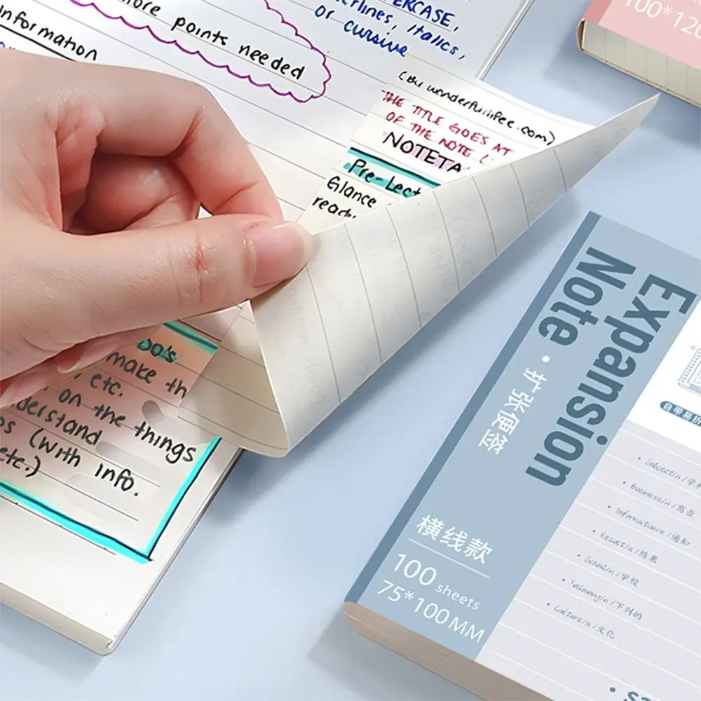100PCS/Set Expansion Sticky Notes Students Extensible Self-Adhesive Memo Pad Tearable Sticky Labels Sticker For School Office