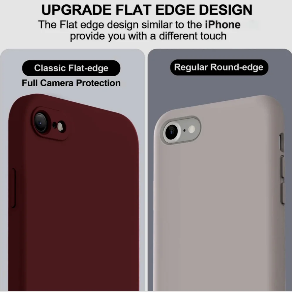 Fashion Solid Colour Shockproof Protective Liquid Silicone Phone Case For iphone SE 2022/SE2020/8/7/8+/7+/16E