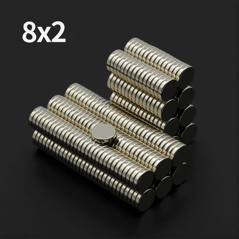 8x2mm Powerful Neodymium Magnet N35 NdfeB Permanent Magnetic imanes Round Super Strong Fridge Magnets DIY