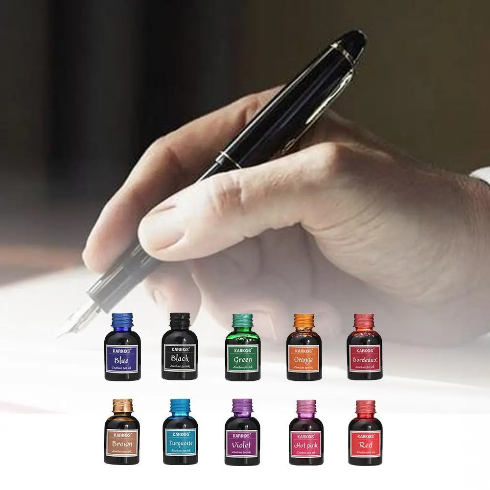 10 Colors 1 Bottle Pure Colorful 30ml Fountain Pen Ink for Refilling Inks Stationery School Office Supplies Dropshipping Tool