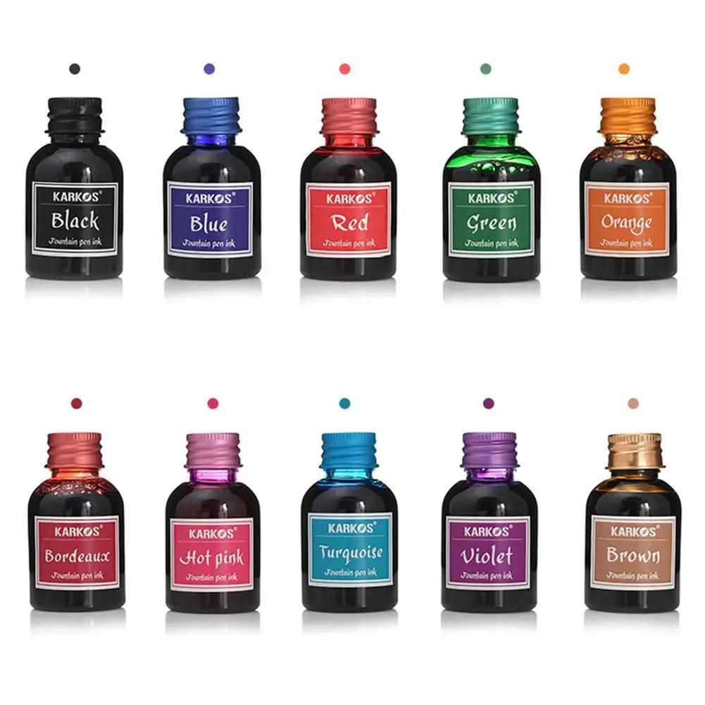 10 Colors 1 Bottle Pure Colorful 30ml Fountain Pen Ink for Refilling Inks Stationery School Office Supplies Dropshipping Tool