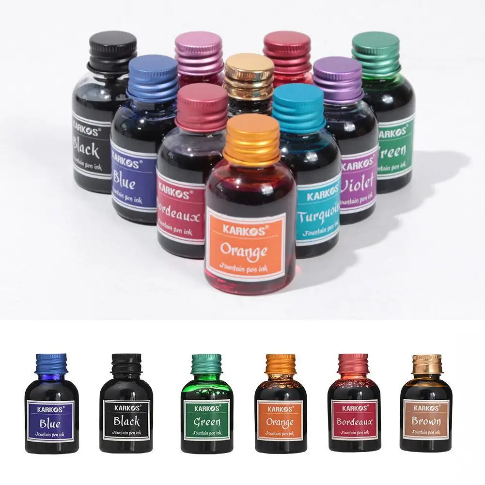 10 Colors 1 Bottle Pure Colorful 30ml Fountain Pen Ink for Refilling Inks Stationery School Office Supplies Dropshipping Tool