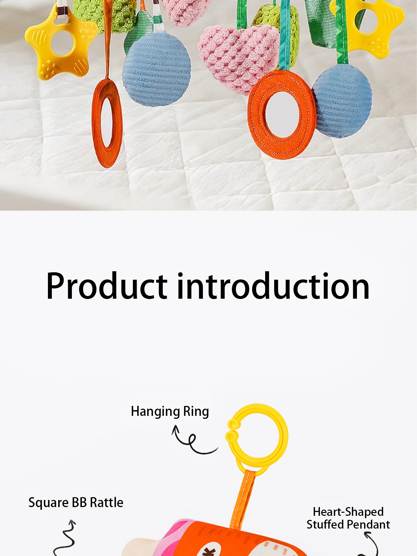 Baby Bed Bell Toy Car Milk Bottle Themed Bed Hanging Rattle Decoration Infant Soothing Stroller Hanging Piece