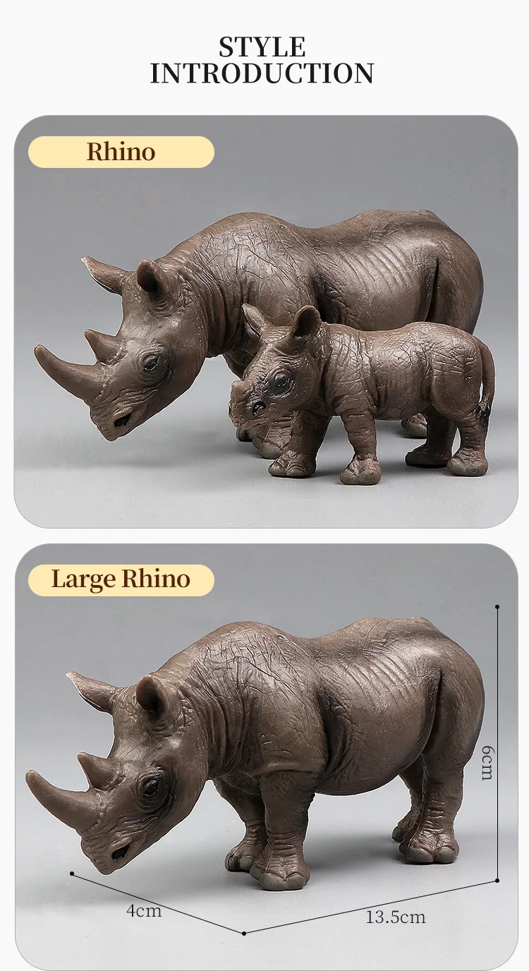 Simulation Wild Animal Model Rhino Indian Rhinoceros PVC Home Ornament Animal Educational Toy For Kids Gift