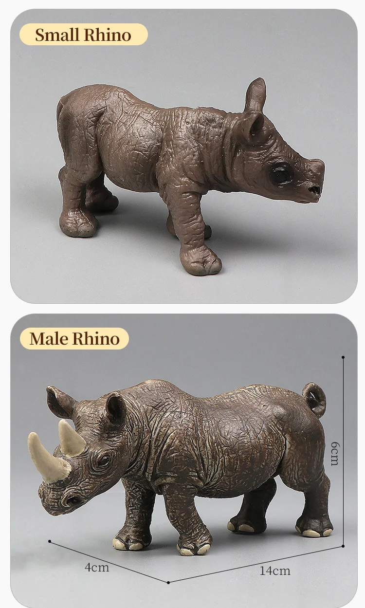 Simulation Wild Animal Model Rhino Indian Rhinoceros PVC Home Ornament Animal Educational Toy For Kids Gift