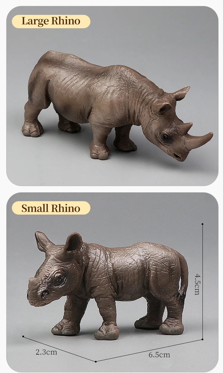Simulation Wild Animal Model Rhino Indian Rhinoceros PVC Home Ornament Animal Educational Toy For Kids Gift