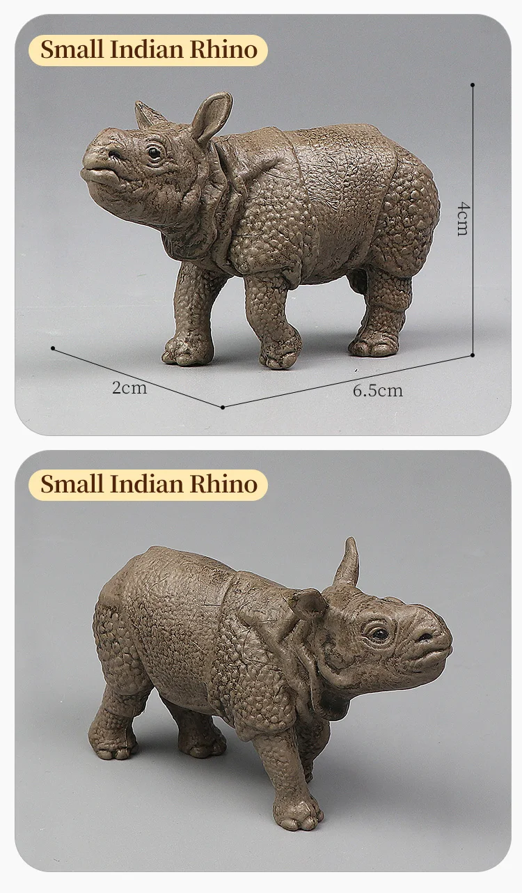 Simulation Wild Animal Model Rhino Indian Rhinoceros PVC Home Ornament Animal Educational Toy For Kids Gift