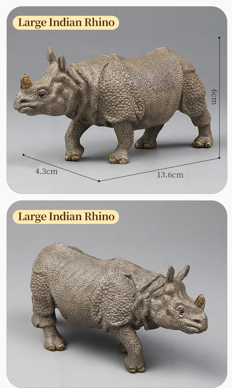Simulation Wild Animal Model Rhino Indian Rhinoceros PVC Home Ornament Animal Educational Toy For Kids Gift