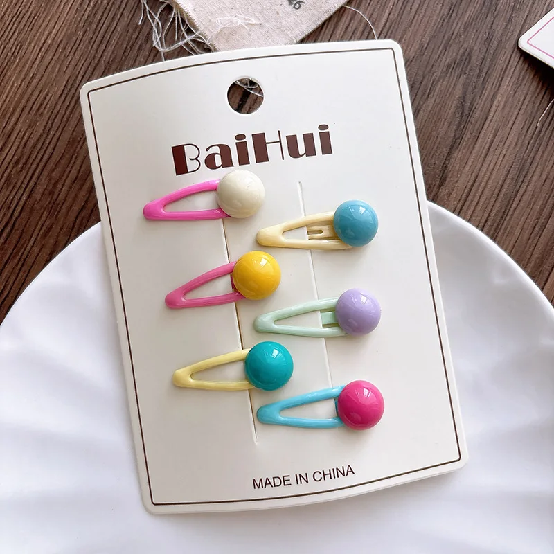 6pcs Cute Candy Color Children's Side Bb Clip Bangs Sweet Girl Flower Hairpin Headwear Girls Kids Hair Accessories