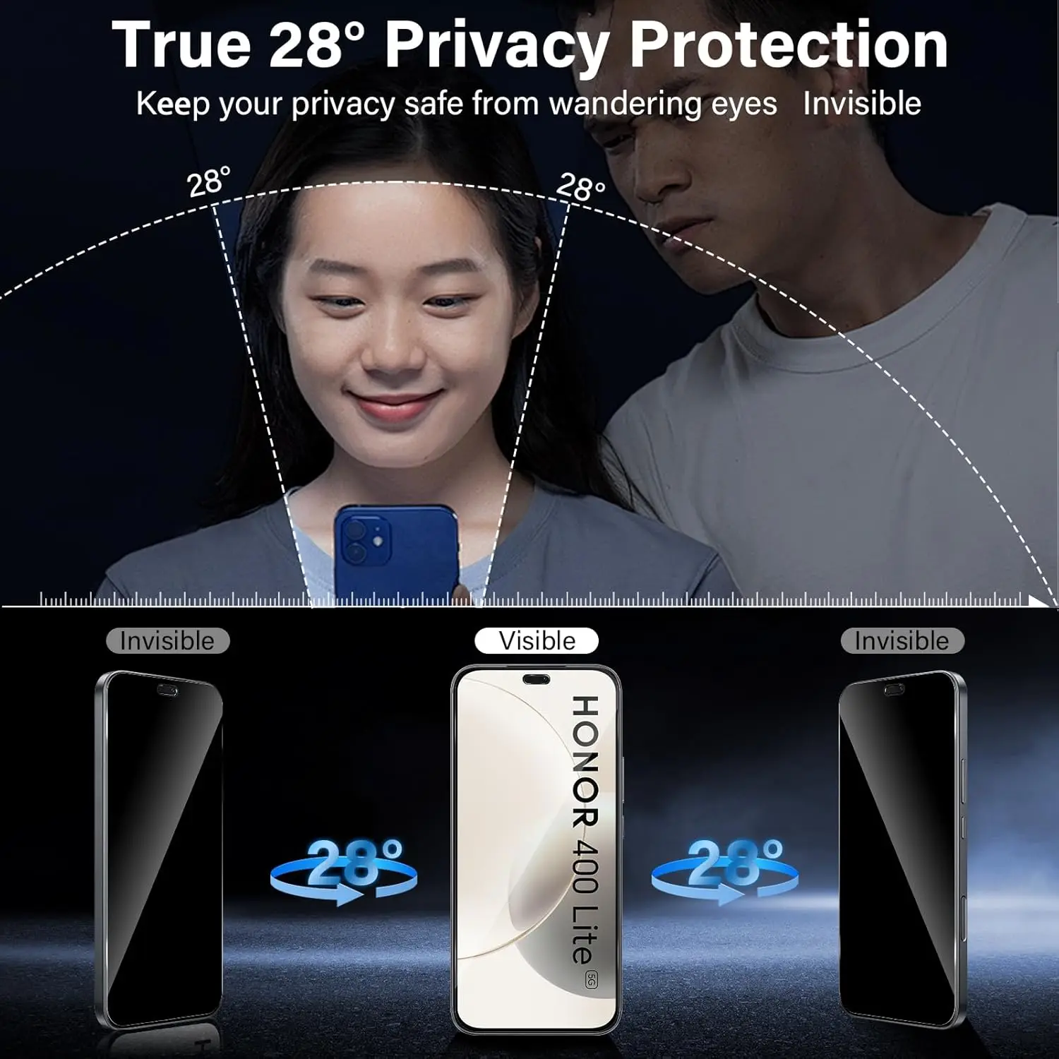 2Pcs Privacy Tempered Glass For Huawei Honor 400 Lite 5G Screen Protector
