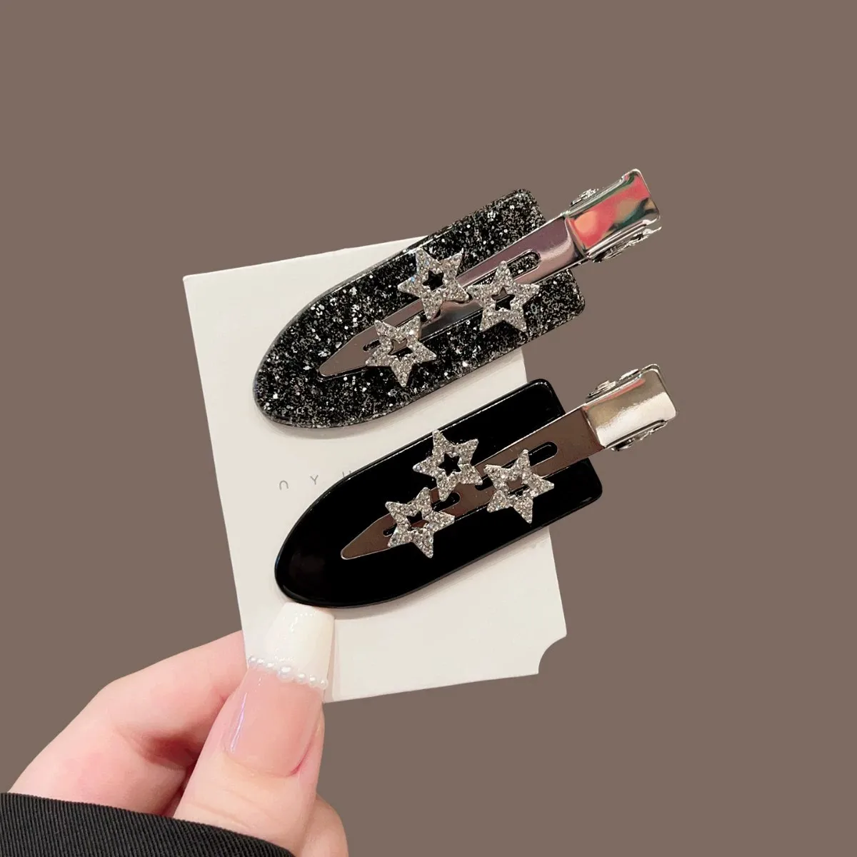 Korean Ins Style Hair Clip Glitter Diamond Stars Design Y2K Fashion Side Clip Bangs Hairpin Hair Accessories Headwear Metal Clip
