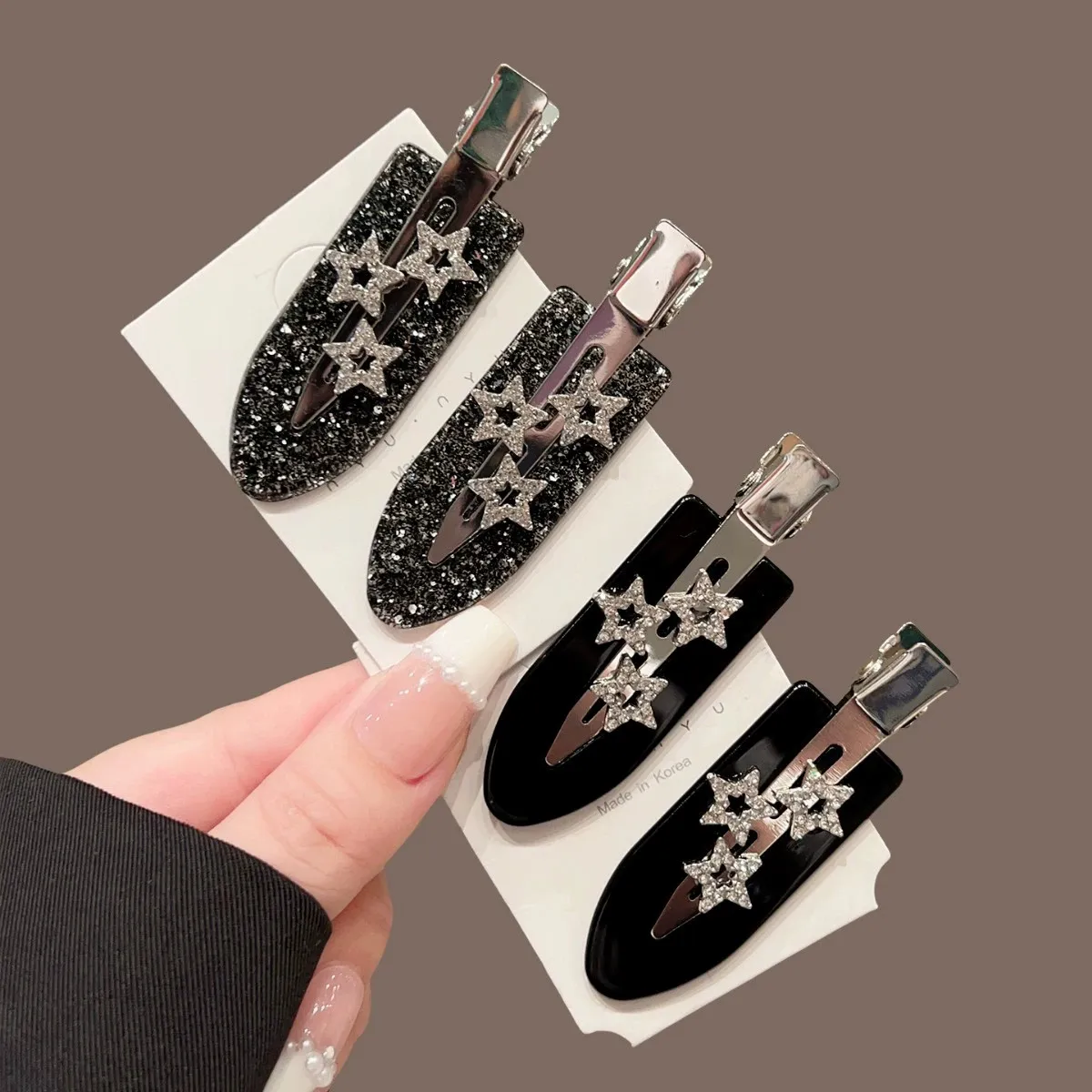 Korean Ins Style Hair Clip Glitter Diamond Stars Design Y2K Fashion Side Clip Bangs Hairpin Hair Accessories Headwear Metal Clip