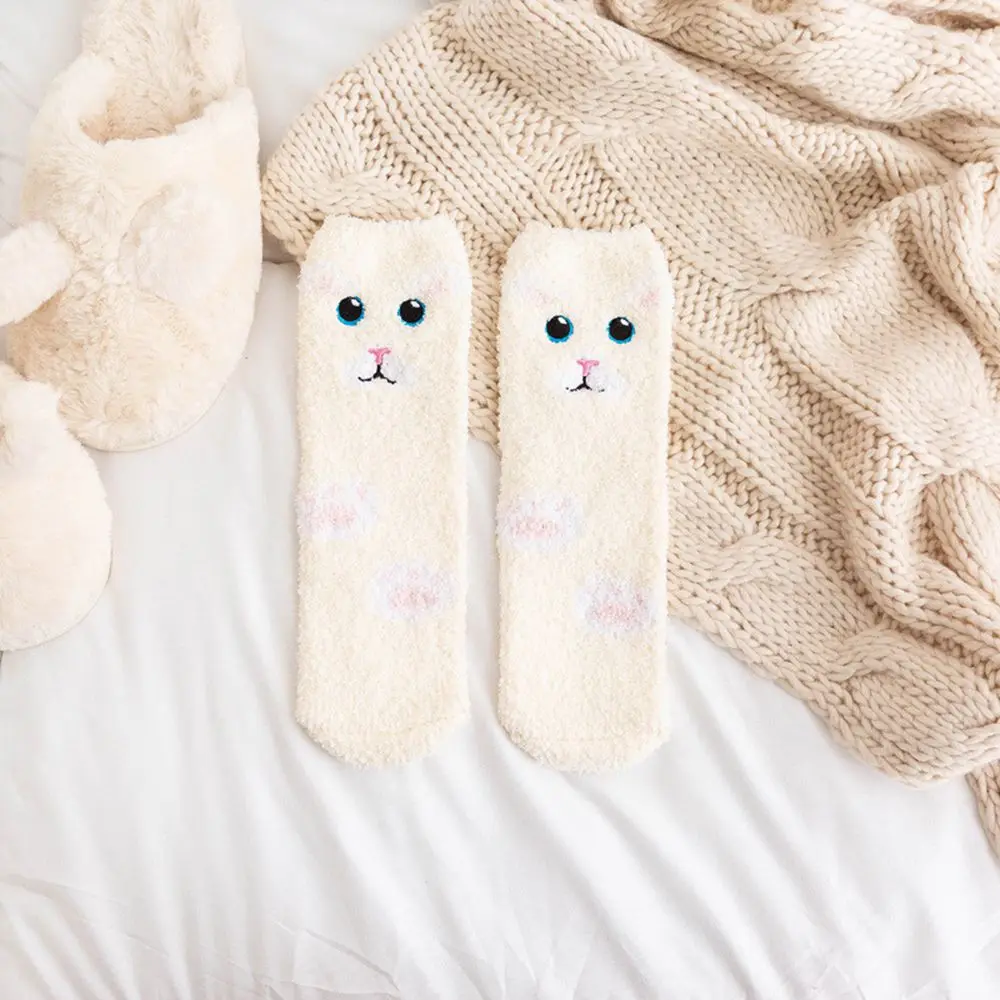 Lovely Cartoon Animals in Autumn and Winter Cat pig panda Sleeping Socks Home Floor Socks Plush ThiCkened Warm Middle Tube Socks