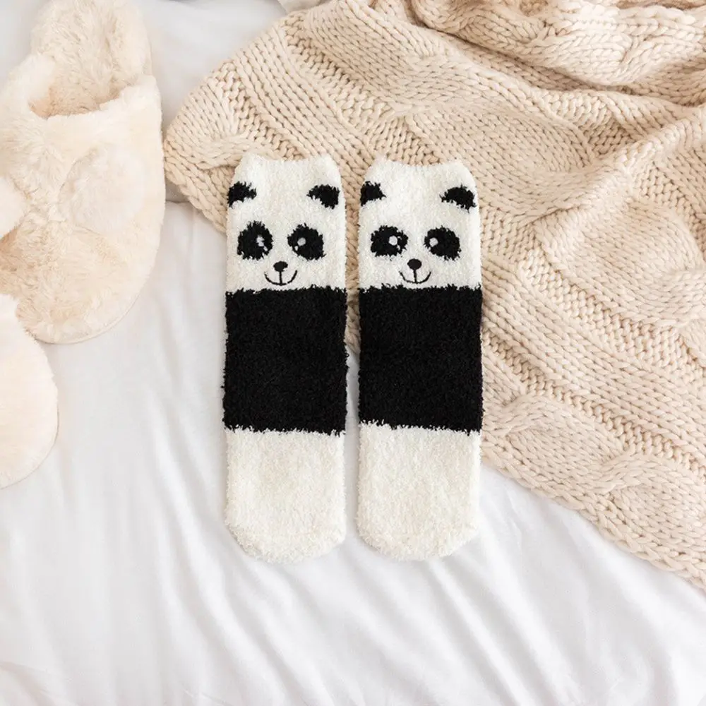 Lovely Cartoon Animals in Autumn and Winter Cat pig panda Sleeping Socks Home Floor Socks Plush ThiCkened Warm Middle Tube Socks