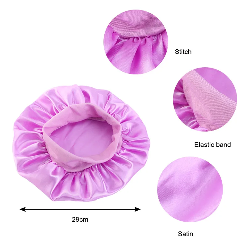 Kids Sleeping Cap Satin Night Sleep Cap Wide Band Elastic Turban Headwear Bonnet Hair Care Cap Infant Bonnet Toddler Hat
